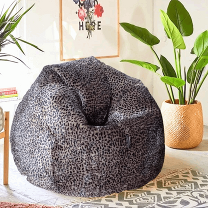 Dark Animal Print Leopard Skin Faux Fur Luxury High Quality Bean Bag