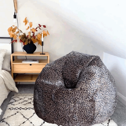 Dark Animal Print Leopard Skin Faux Fur Luxury High Quality Bean Bag