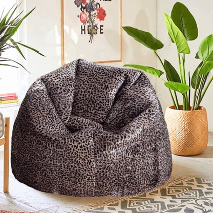 Dark Animal Print Leopard Skin Faux Fur Luxury High Quality Bean Bag