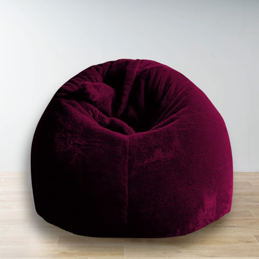 Queenly Maroon Luxury Faux Rabbit Fur High Quality Bean Bag