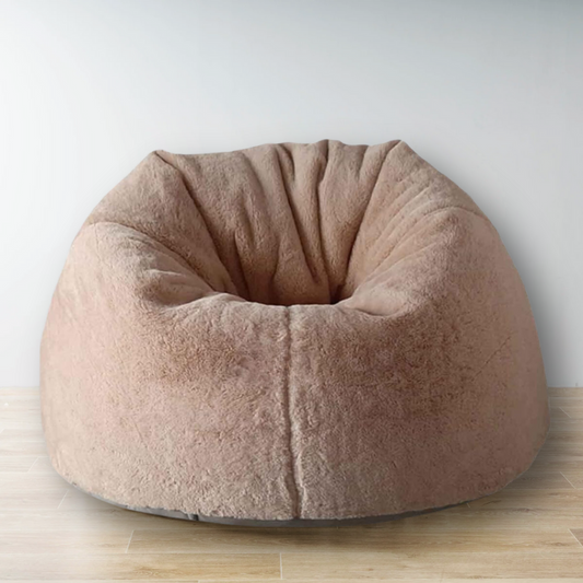 Peachy Beige Luxury High Quality Faux Rabbit Fur Bean Bag