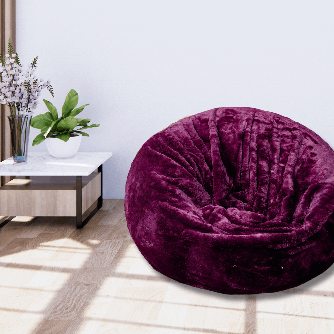 Purple Heavy Luxury Faux Fur High Quality Bean Bag