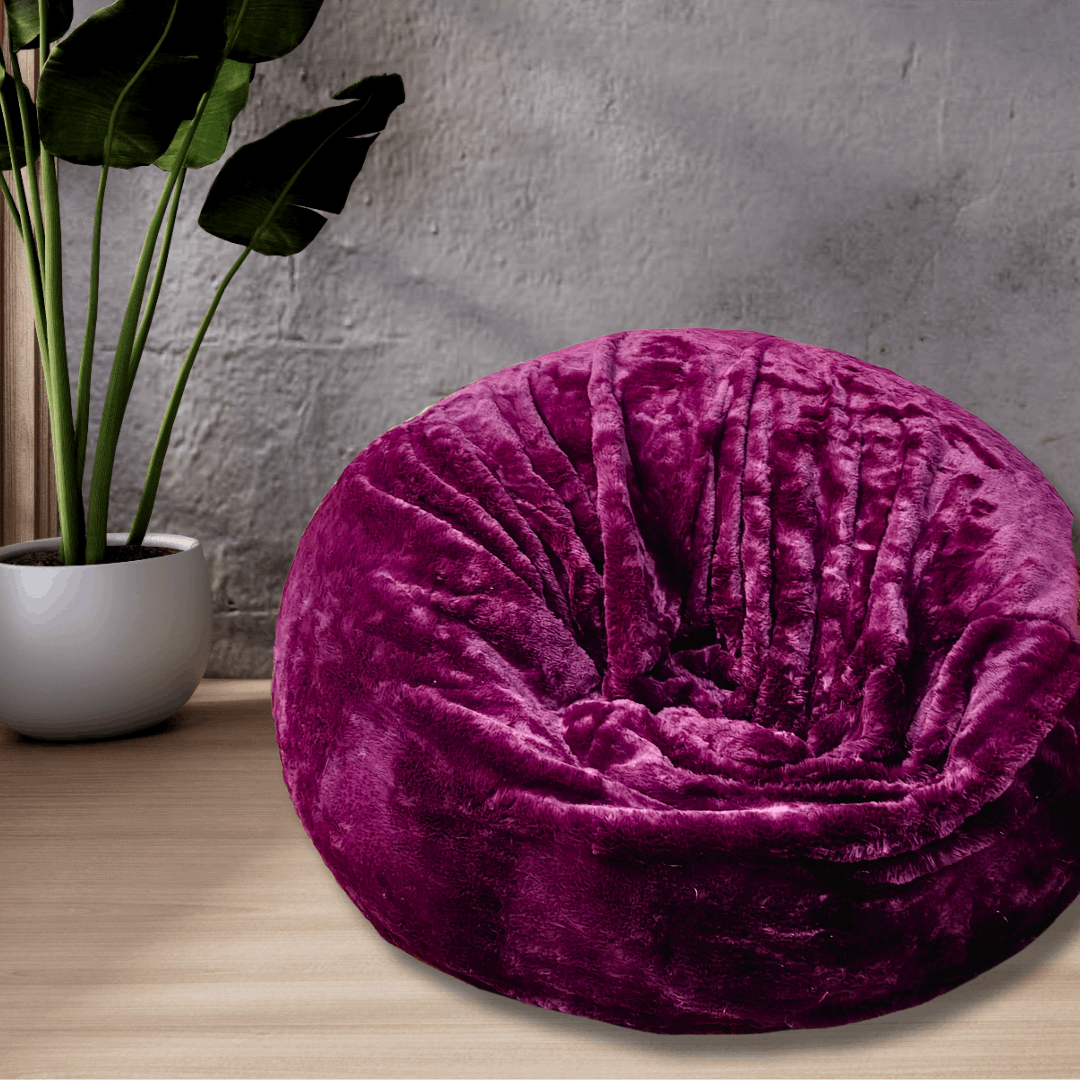 Purple Heavy Luxury Faux Fur High Quality Bean Bag