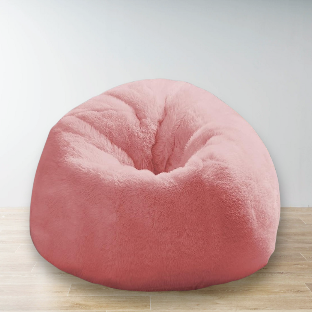 Elegant Luxurious Bean Bag Chair | Soft Pink Faux Rabbit Fur High Quality Bean Bag for adult XXXL