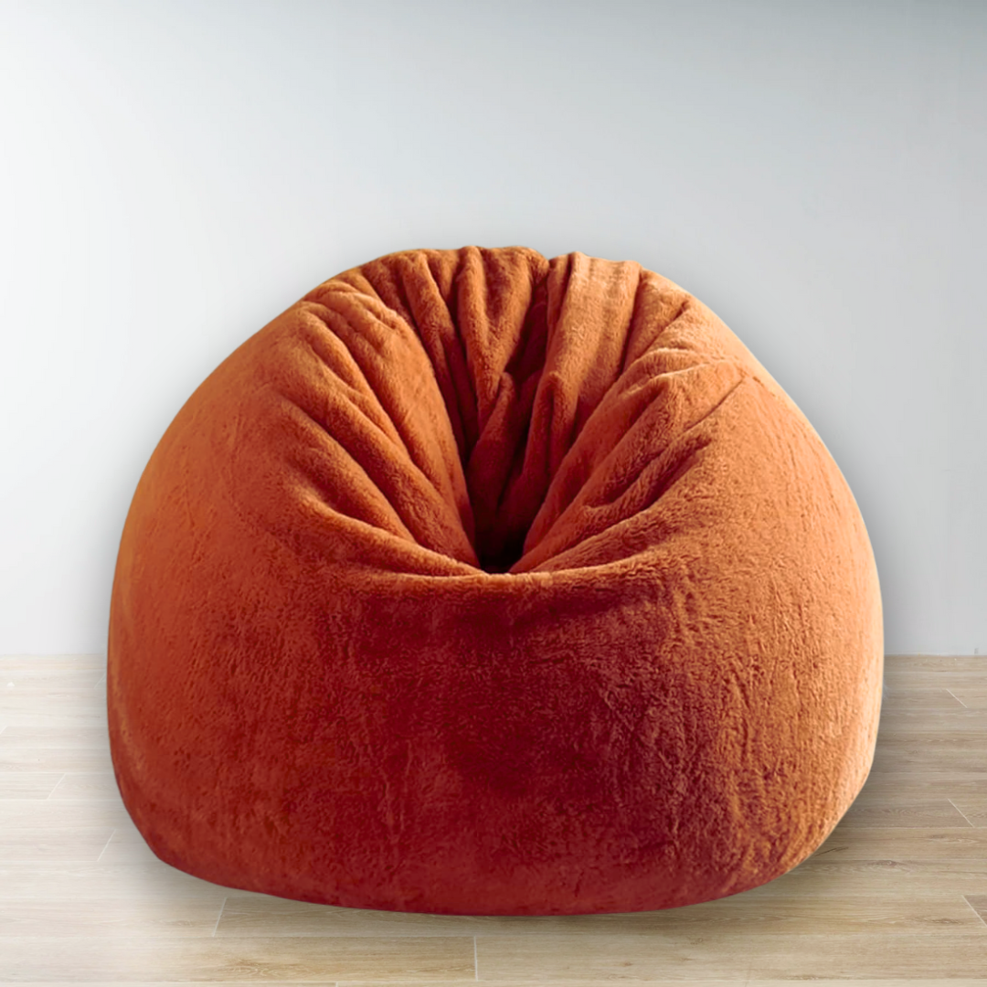 Rustic Orange Luxury Faux Rabbit Fur High Quality Bean Bag