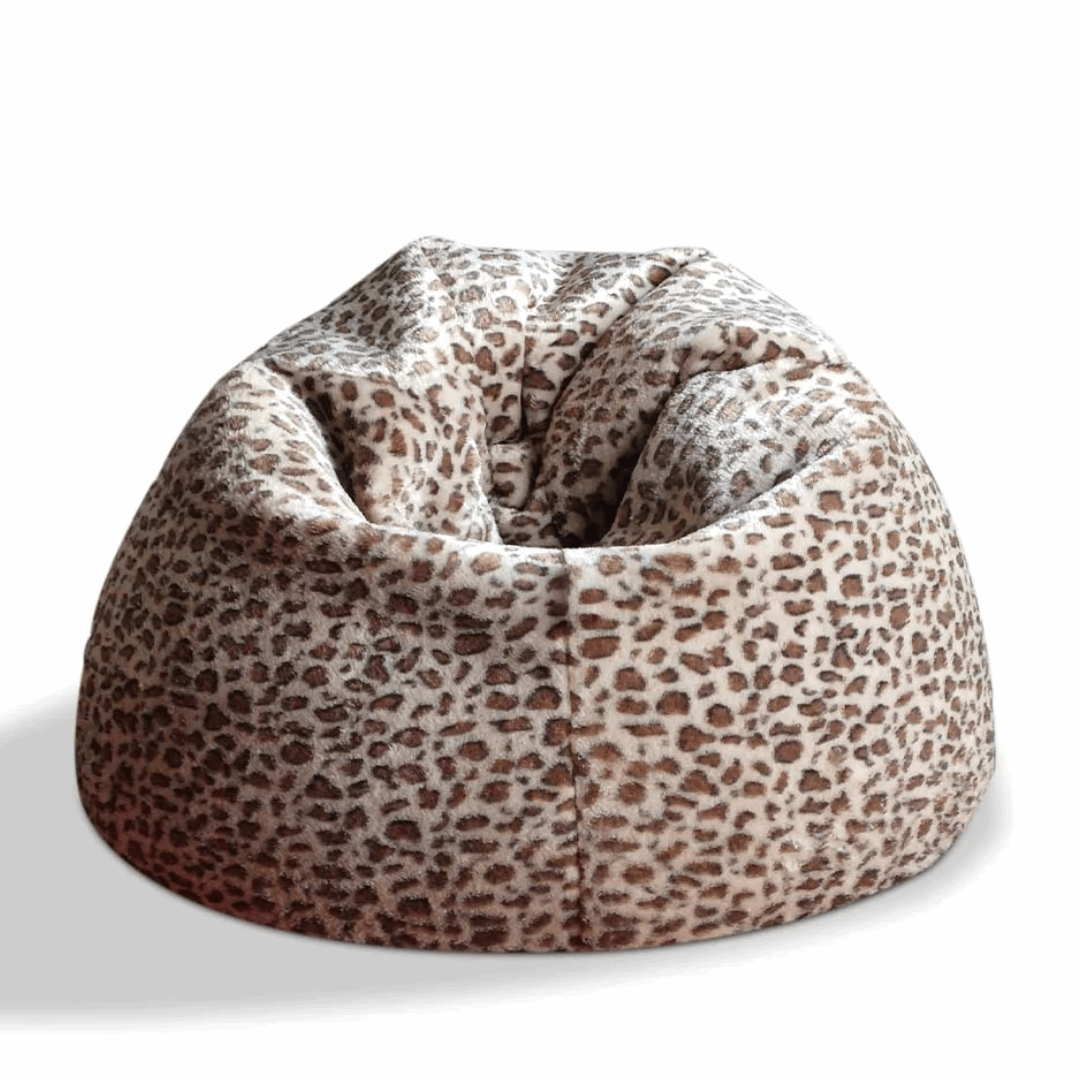 Snow Leopard Print Faux Animal Fur Luxury High Quality Bean Bag