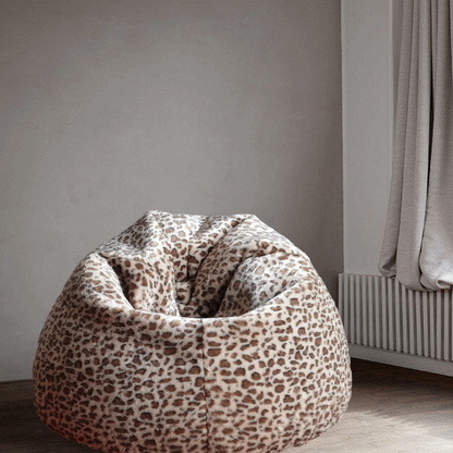 Snow Leopard Print Faux Animal Fur Luxury High Quality Bean Bag