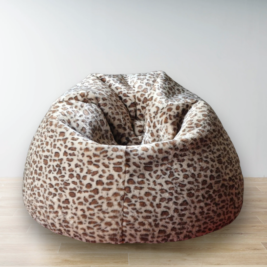 Snow Leopard Print Faux Animal Fur Luxury High Quality Bean Bag