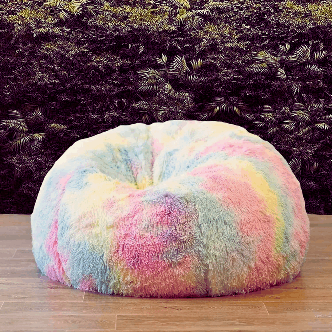 Unicorn color Luxury Soft Faux Rabbit Fur High Quality Bean Bag