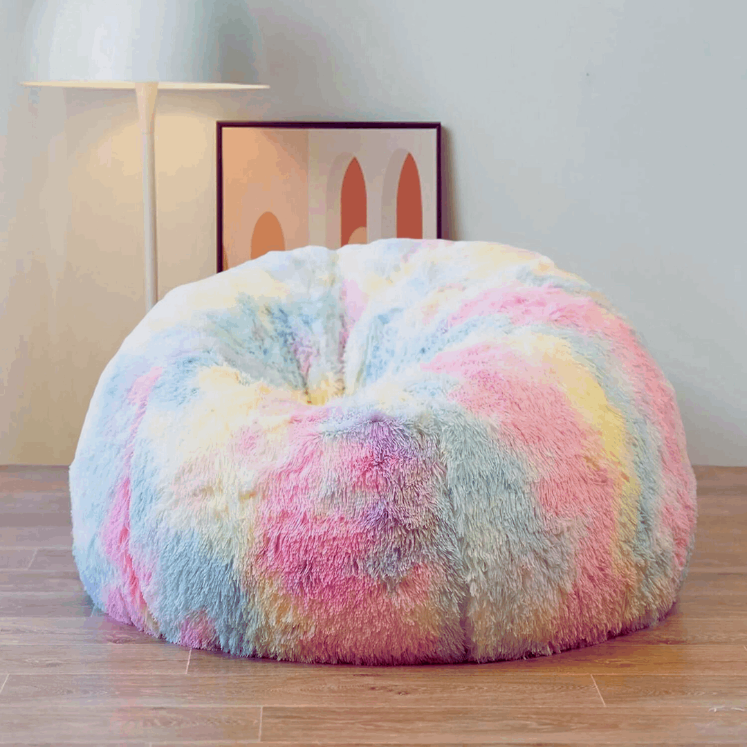 Unicorn color Luxury Soft Faux Rabbit Fur High Quality Bean Bag