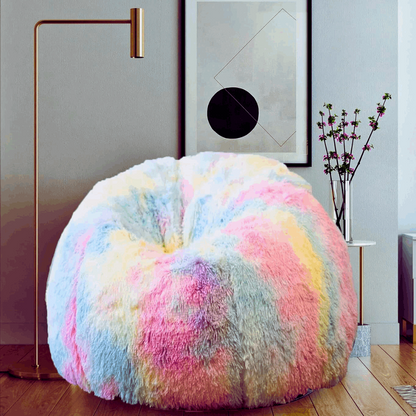 Unicorn color Luxury Soft Faux Rabbit Fur High Quality Bean Bag