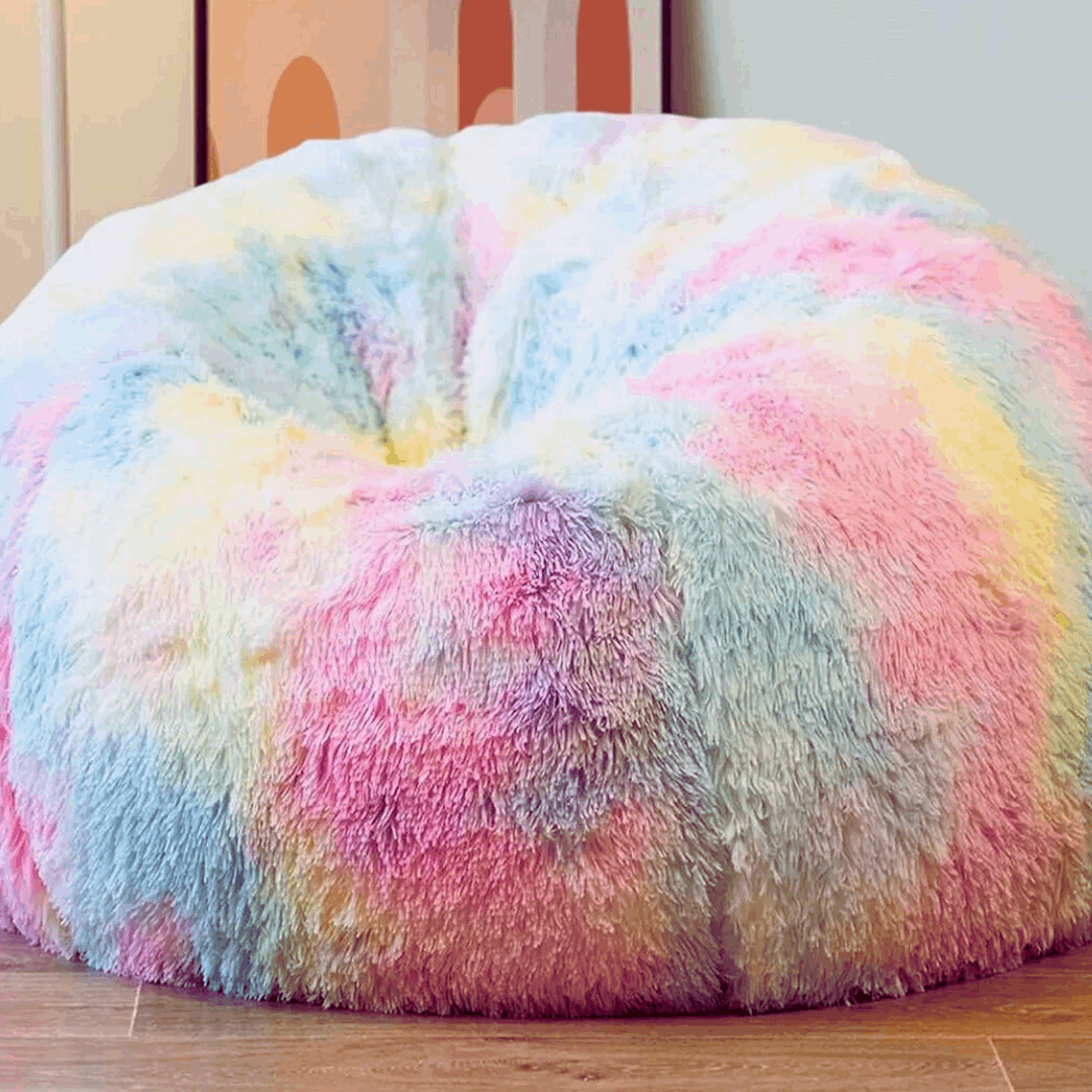 Unicorn color Luxury Soft Faux Rabbit Fur High Quality Bean Bag