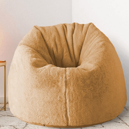 Yellow Beige Luxury Faux Rabbit Fur Bean Bag Club High Quality Bean Bag