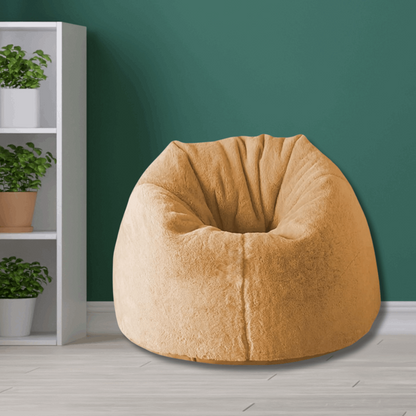 Yellow Beige Luxury Faux Rabbit Fur Bean Bag Club High Quality Bean Bag