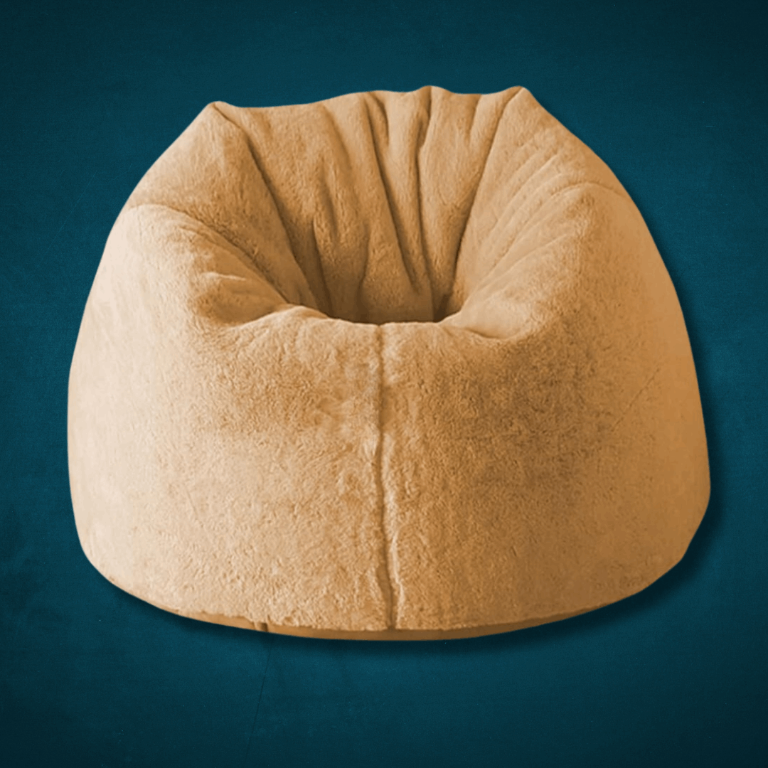 Yellow Beige Luxury Faux Rabbit Fur Bean Bag Club High Quality Bean Bag