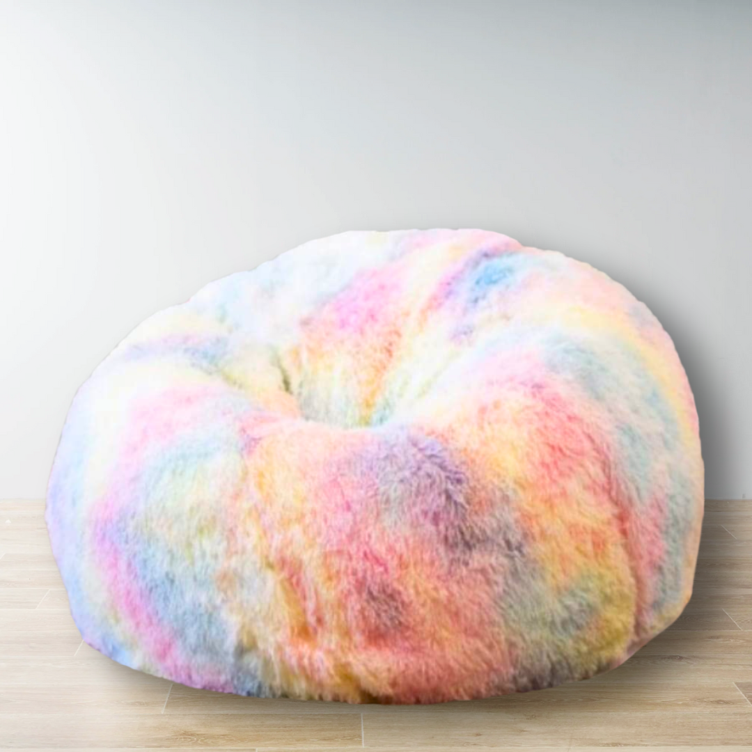 Unicorn color Luxury Soft Faux Rabbit Fur High Quality Bean Bag