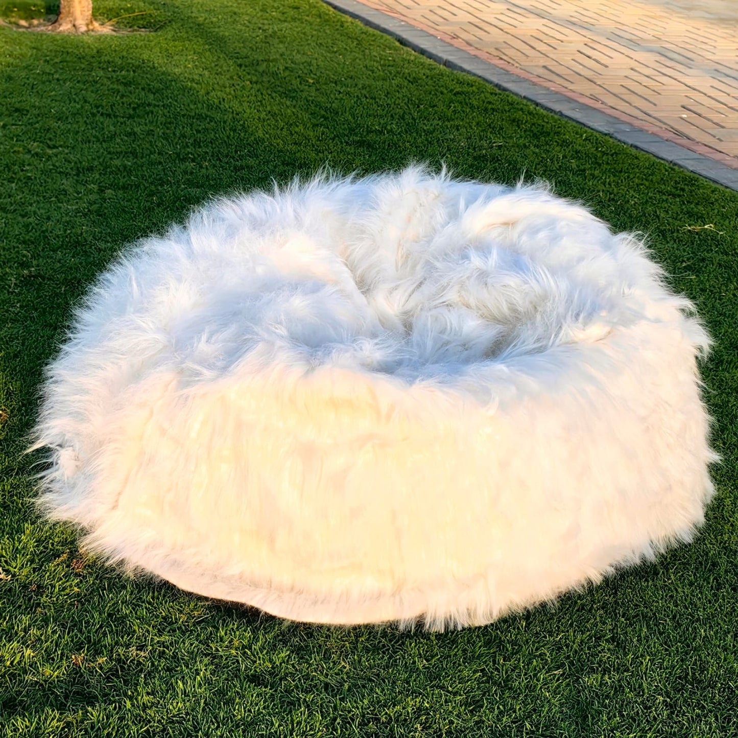 Pristine White Long Fur Luxury High Quality Bean Bag