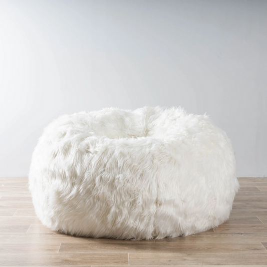 Pristine White Long Fur Luxury High Quality Bean Bag