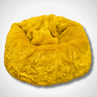 Power Packed Bright Yellow High Quality Luxury Faux Fur Bean Bag