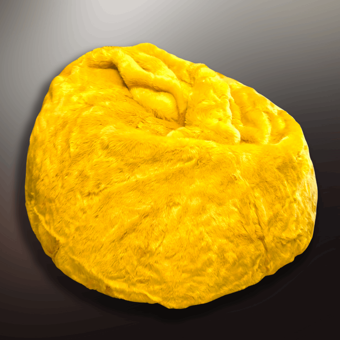 Power Packed Bright Yellow High Quality Luxury Faux Fur Bean Bag