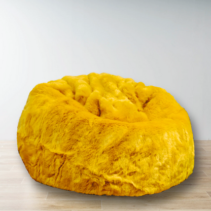 Power Packed Bright Yellow High Quality Luxury Faux Fur Bean Bag