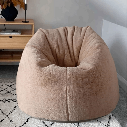 Peachy Beige Luxury High Quality Faux Rabbit Fur Bean Bag