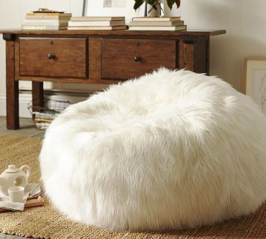 Pristine White Long Fur Luxury High Quality Bean Bag